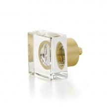 Schaub and Company 57-SB - Square Glass Knob, Satin Brass, 1-1/4''