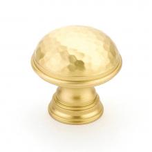 Schaub and Company 570-SB - Knob, Hammered, Plain Edge, Satin Brass, 1-1/4'' dia