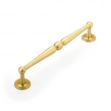 Schaub and Company 577-SB - Pull, Knurled Footplate, Satin Brass, 8'' cc