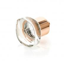 Schaub and Company 61-PRG - Soft Square Glass Knob, Polished Rose Gold, 1-1/4''