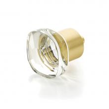 Schaub and Company 61-SB - Soft Square Glass Knob, Satin Brass, 1-1/4''