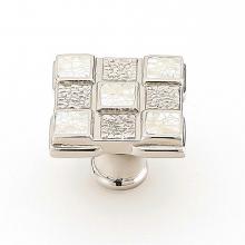 Schaub and Company 671-W/PN - Avalon Bay, Square Knob, 9 sections, White Mother of Pearl inlaid on Solid Brass, Polished Nickel