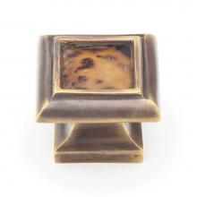 Schaub and Company 818-PEN/DAB - Tiger Penshell, Square Knob with Tiger Penshell Inlay and Dark Antique Bronze, 1-1/4'' d