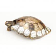 Schaub and Company 864-MOP/ED - Nature,Solid Brass Turtle Pendant Pull with white Mother of Pearl and Tiger Penshell inlay, 2-3/8&