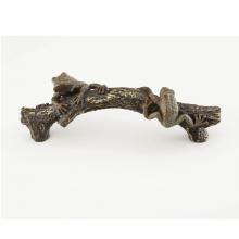 Schaub and Company 895-PBZ/HBZ - Nature,Solid Brass Frog on a Log Pull, in Highlighted Bronze Finish with Frog in Pompiean Bronze