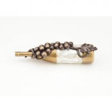 Schaub and Company 944-AB/DBH - Wine, Wine Bottle Pull with Grapes,1-1/2'' cc with Mother of Pearl Center in Antique Bra