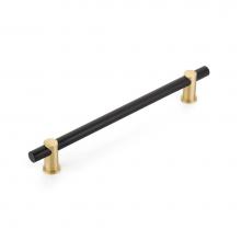 Schaub and Company BTB422-MB/SB - Back to Back,Fonce,Appliance Pull,NON-Adjustable,Matte Black bar/Satin Brass stems,12''