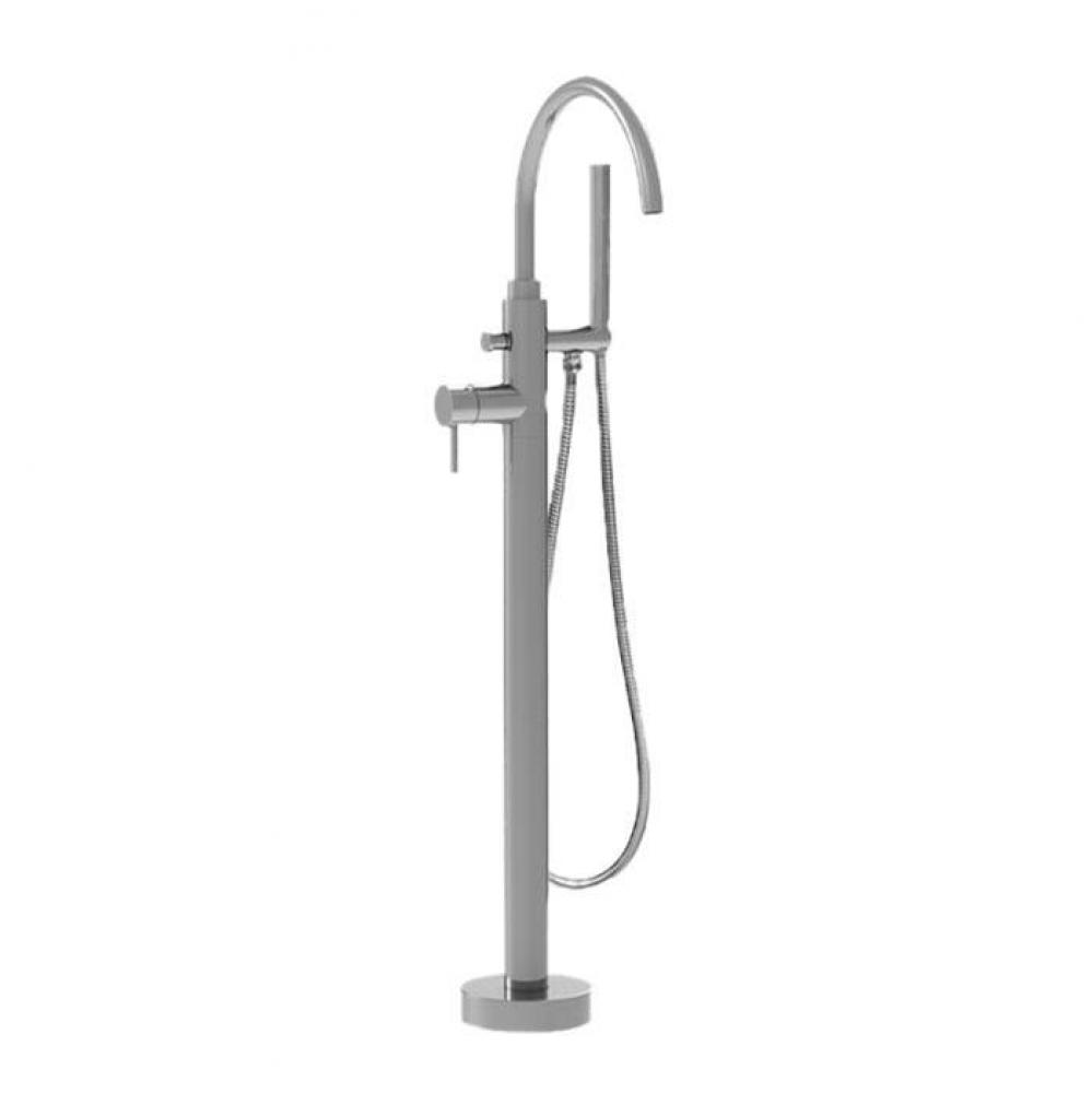 Single-Hole Contemporary Floormount Tub Filler Trim Satin Silver .78