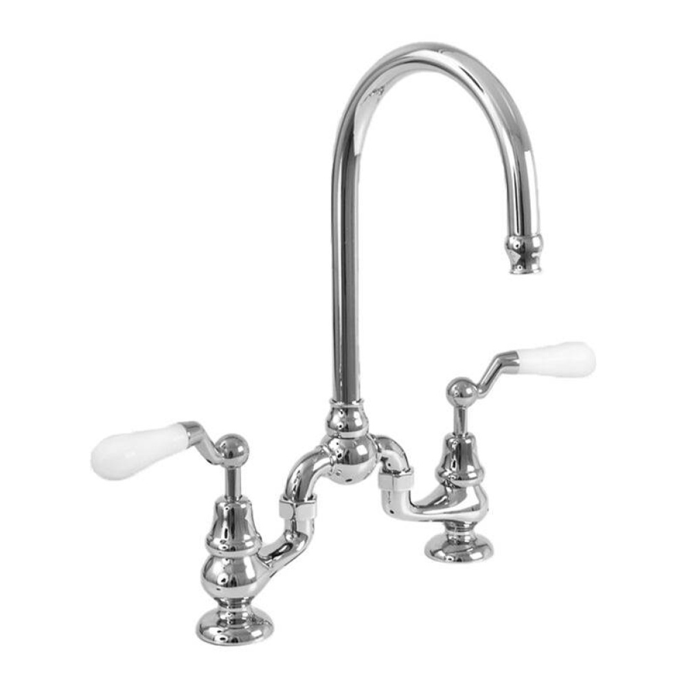 Sancerre Bridge Kitchen/Bar Faucet with 482 Offset Lever in Satin Nickel PVD