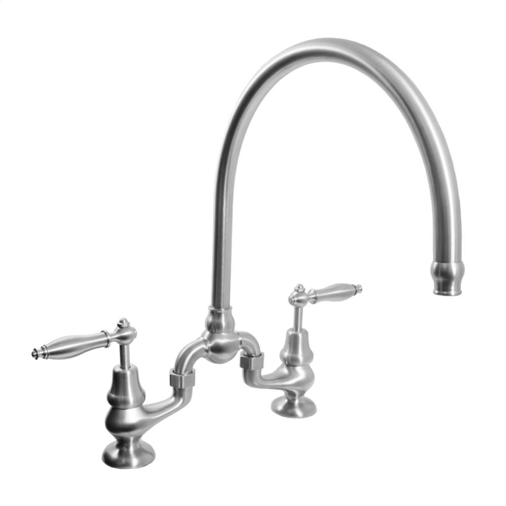 Sancerre Bridge Kitchen/Bar Faucet with High-Arc Spout and 486 Finial Lever in Uncoated Polished B