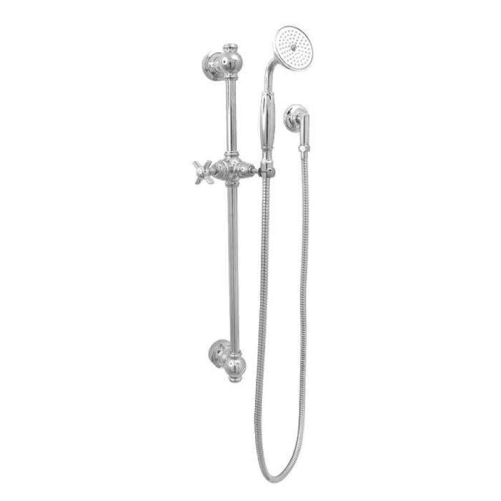 Wallmount Handshower Set w/Waterway and Slidebar and 157 Cross Handle in Satin Brass PVD