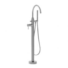 Sigma 1.3400530T.78 - Single-Hole Contemporary Floormount Tub Filler Trim Satin Silver .78