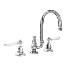 Sigma 7.5248508.43 - Sancerre Petite Widespread Lavatory Set with 485 Porcelain Lever in Polished Nickel PVD
