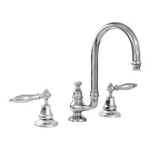Sigma 7.5248608.42 - Sancerre Petite Widespread Lavatory Set with 486 Finial Lever in Satin Nickel PVD