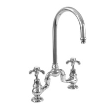 Sigma 7.57481030.33 - Sancerre Bridge Kitchen/Bar Faucet with 481 Drop Cross Handle in Uncoated Polished Brass