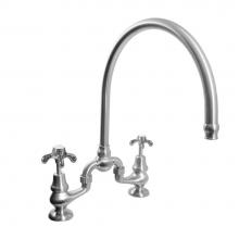 Sigma 7.57481040.41 - Sancerre Bridge Kitchen/Bar Faucet with High-Arc Spout and 481 Drop Cross Handle in Satin Brass PV