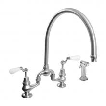 Sigma 7.57482042.15 - Sancerre Bridge Kitchen Faucet with High-Arc Spout, Handspray, and 482 Offset Lever in Polished Co