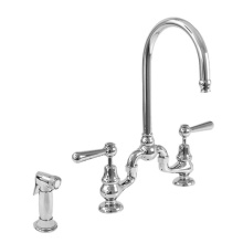 Sigma 7.57484032.44 - Sancerre Bridge Kitchen Faucet with Handspray and 484 Straight Lever in Sigma Gold PVD