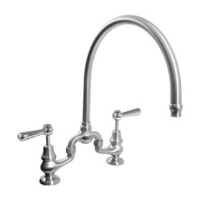 Sigma 7.57484040.45 - Sancerre Bridge Kitchen/Bar Faucet with High-Arc Spout and 484 Straight Lever in Sigma Satin Gold
