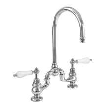 Sigma 7.57485030.40 - Sancerre Bridge Kitchen/Bar Faucet with 485 Porcelain Lever in Polished Brass PVD