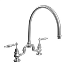 Sigma 7.57486040.33 - Sancerre Bridge Kitchen/Bar Faucet with High-Arc Spout and 486 Finial Lever in Uncoated Polished B