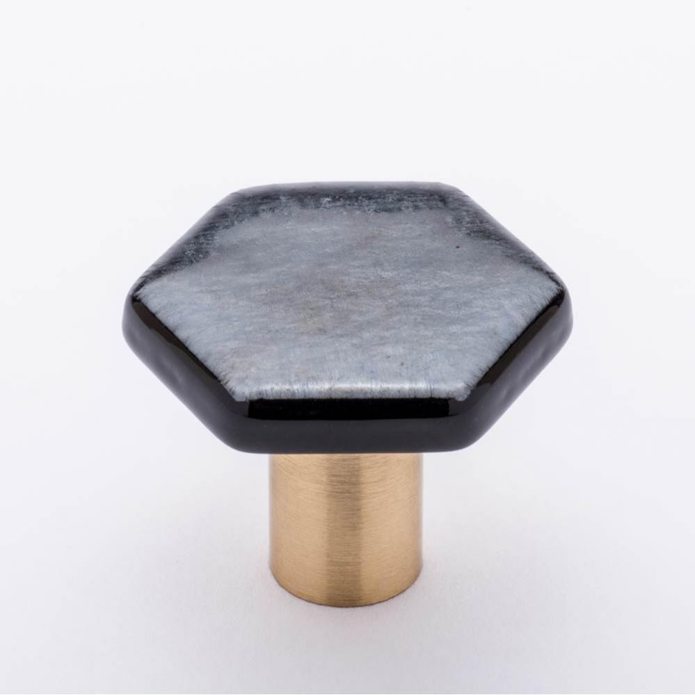 Hexagon Irid Silver Black Knob With Sb Base