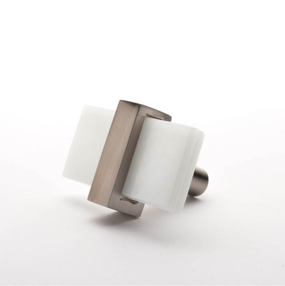 Adjustable White Knob With Satin Nickel Base