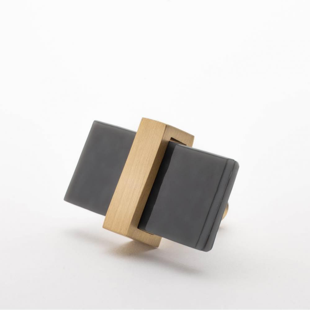 Adjustable Slate Gray Knob With Satin Brass Base