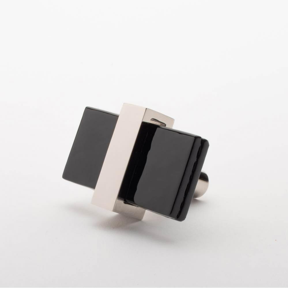 Adjustable Black Knob With Polished Nickel Base