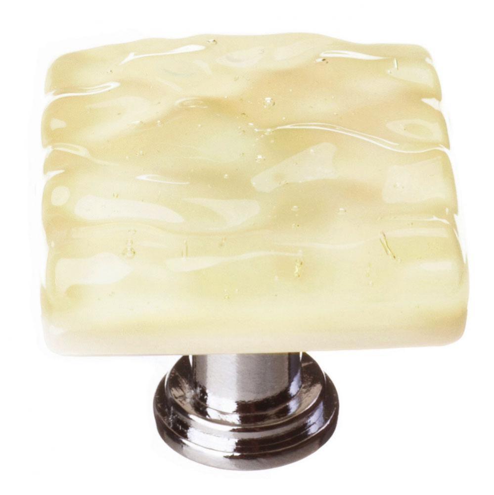 Glacier Pale Yellow Knob With Polished Chrome Base