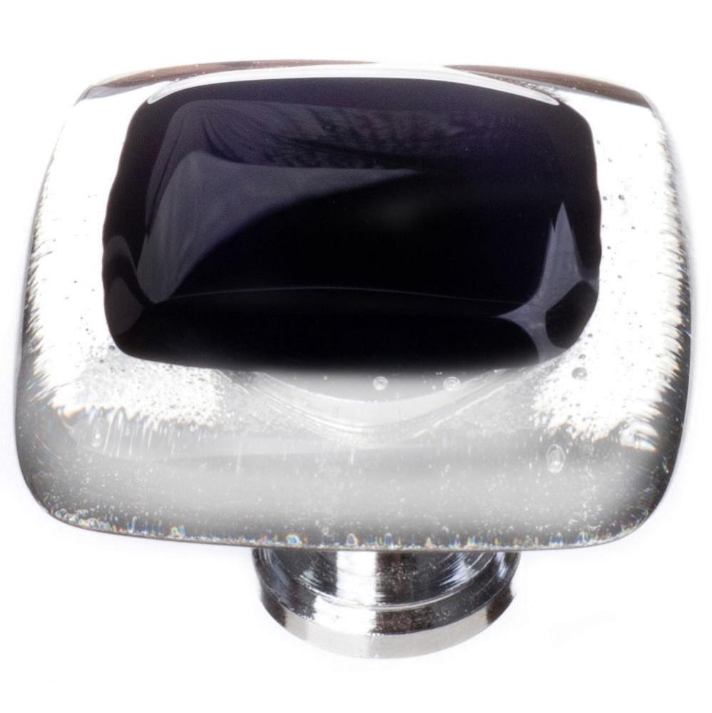 Reflective Black Knob With Satin Nickel Base