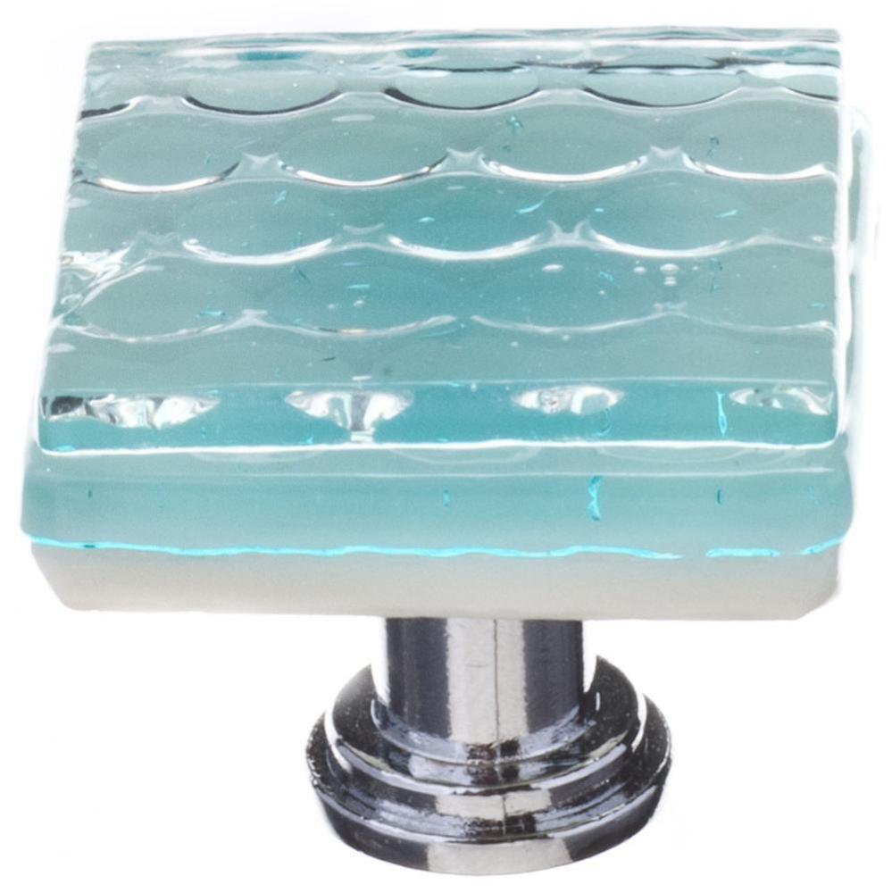 Honeycomb Light Aqua Knob With Satin Nickel Base