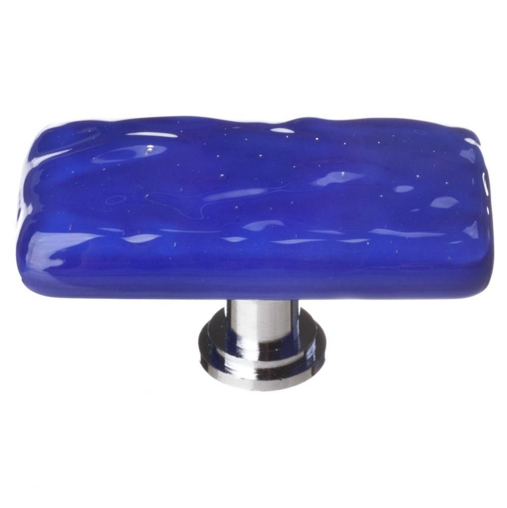 Glacier Deep Cobalt Blue Long Knob With Polished Chrome Base