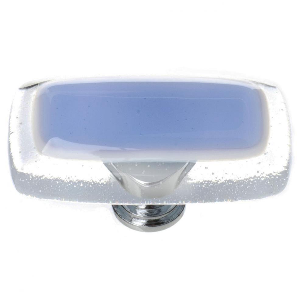 Reflective Sky Blue Long Knob With Satin Nickel Base