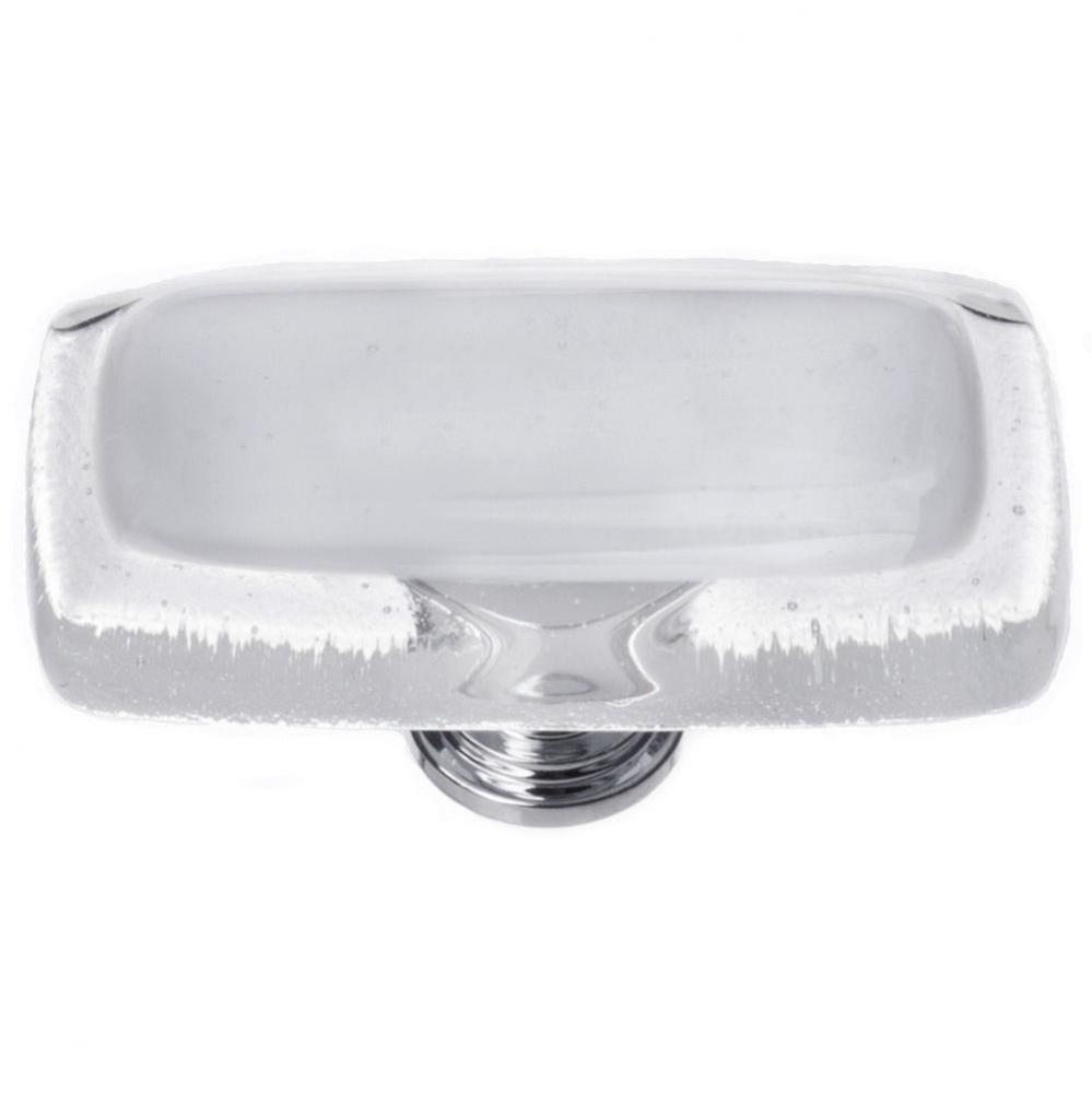 Reflective Blue-Grey Long Knob With Polished Chrome Base