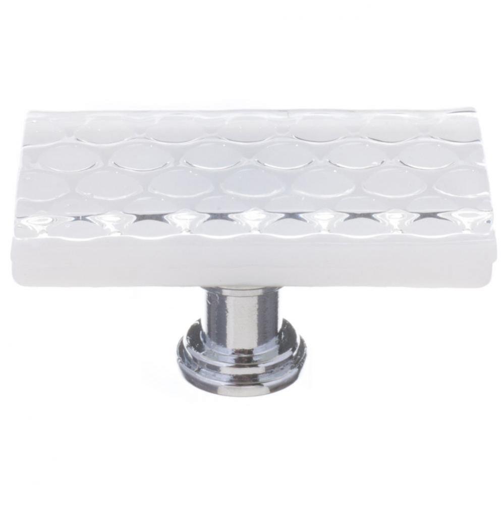 Honeycomb White Long Knob With Polished Chrome Base