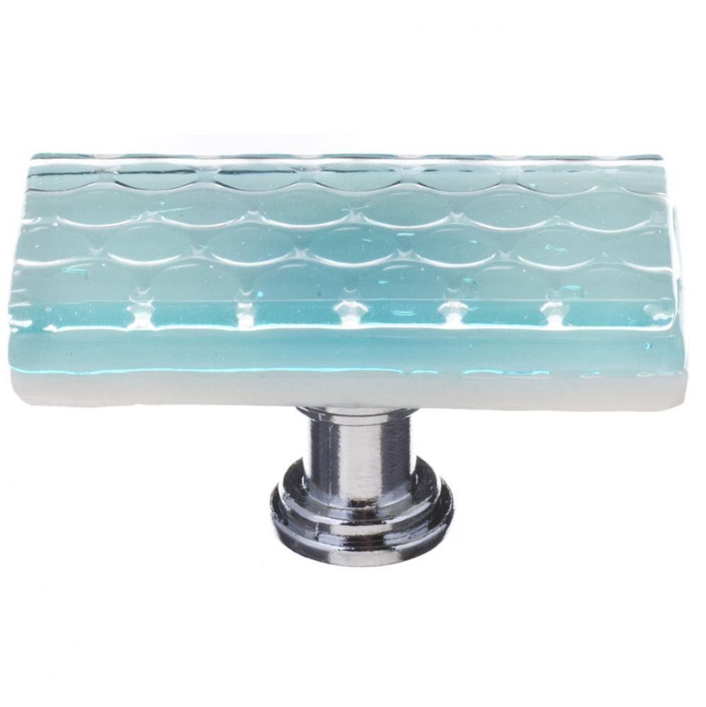 Honeycomb Light Aqua Long Knob With Polished Chrome Base