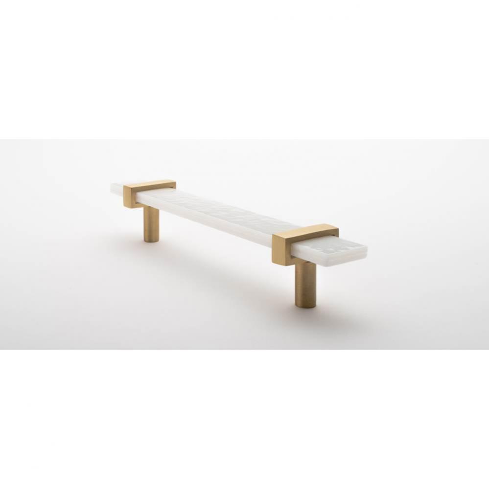 7'' Adjustable White Pull With Satin Brass Base