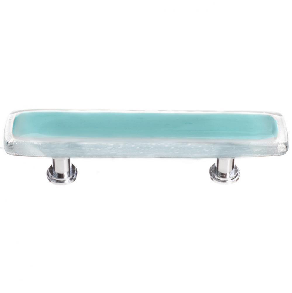 Reflective Aqua Pull With Oil Rubbed Bronze Base