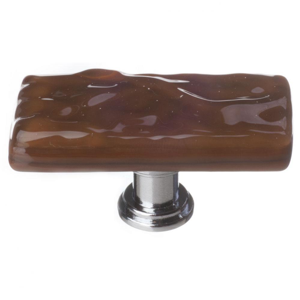 Skinny Glacier Woodland Brown Long Knob With Satin Nickel Base