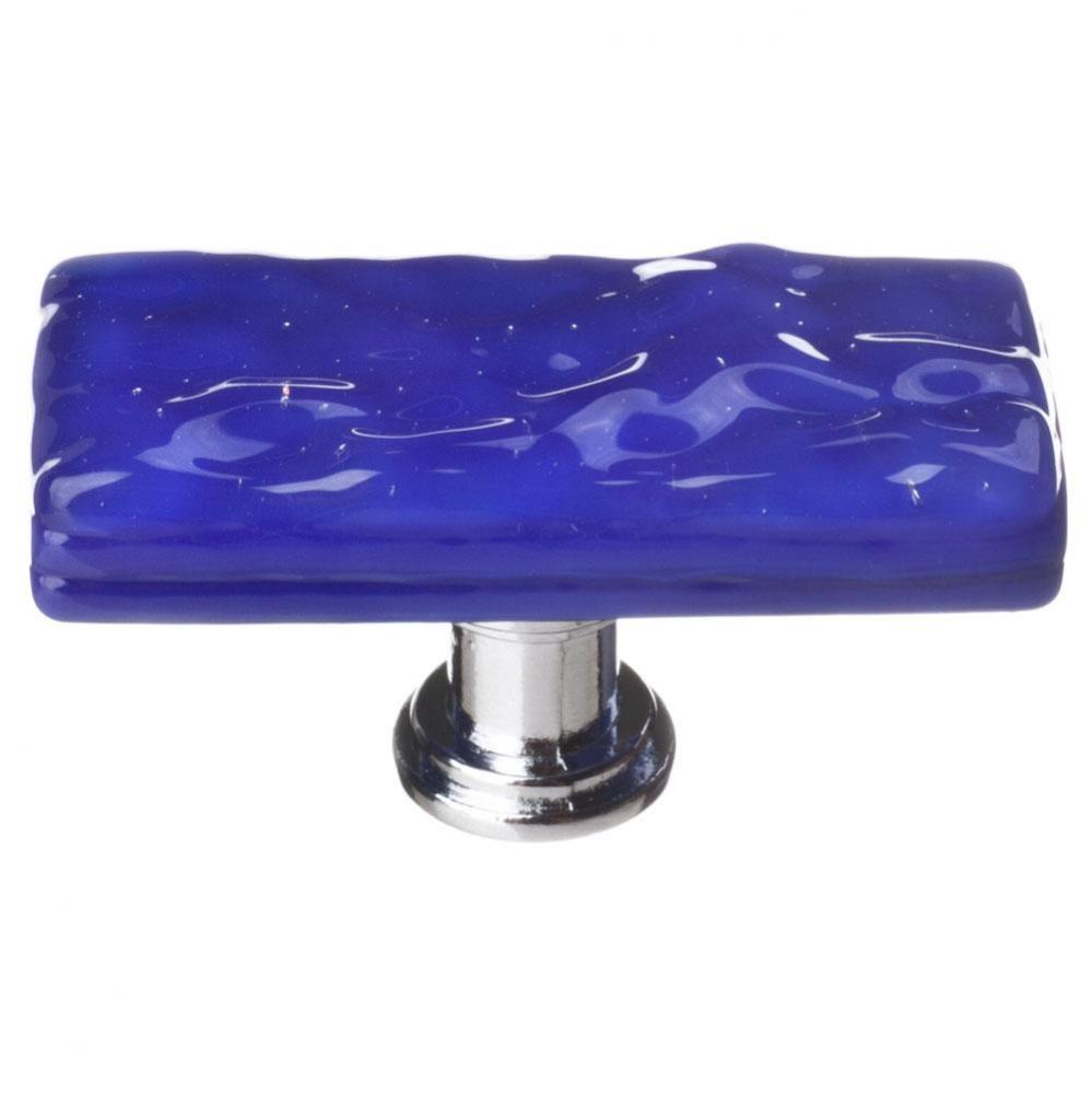 Skinny Glacier Deep Cobalt Blue Long Knob With Polished Chrome Base