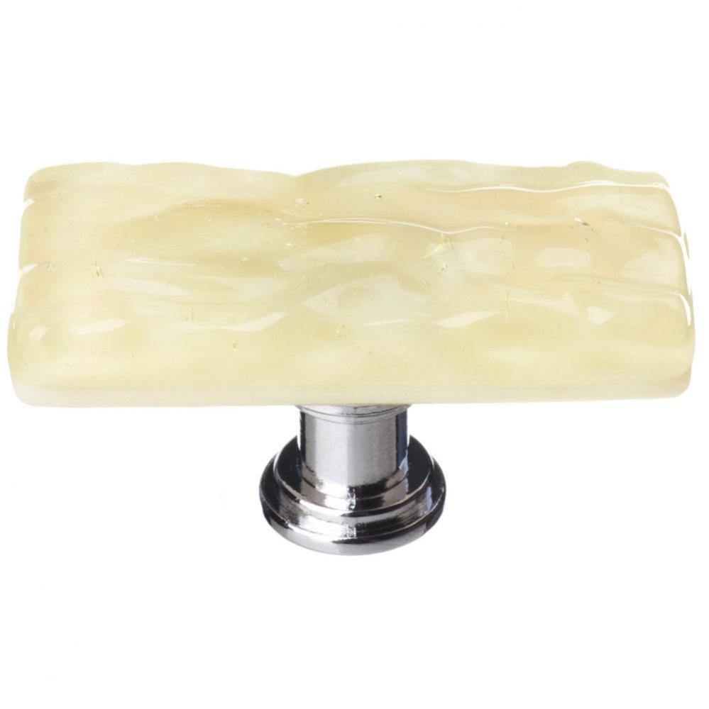 Skinny Glacier Pale Yellow Long Knob With Polished Chrome Base