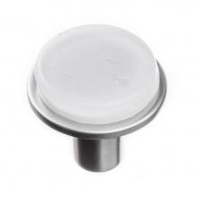 Sietto R-1300-SN - Geomtric Round White On Round Satin Nickel Knob