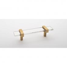 Sietto P-1900-5.5-SB - 5.5'' Adjustable Clear Pull With Satin Brass Base