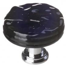 Sietto R-213-SN - Glacier Black Round Knob With Satin Nickel Base