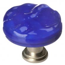 Sietto R-221-SN - Glacier Cobalt Round Knob With Satin Nickel Base
