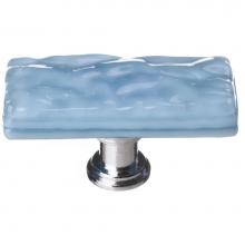 Sietto SLK-215-SN - Skinny Glacier Powder Blue Long Knob With Satin Nickel Base
