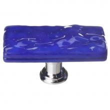 Sietto SLK-221-PC - Skinny Glacier Deep Cobalt Blue Long Knob With Polished Chrome Base