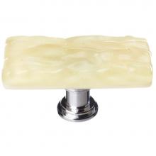 Sietto SLK-222-PC - Skinny Glacier Pale Yellow Long Knob With Polished Chrome Base