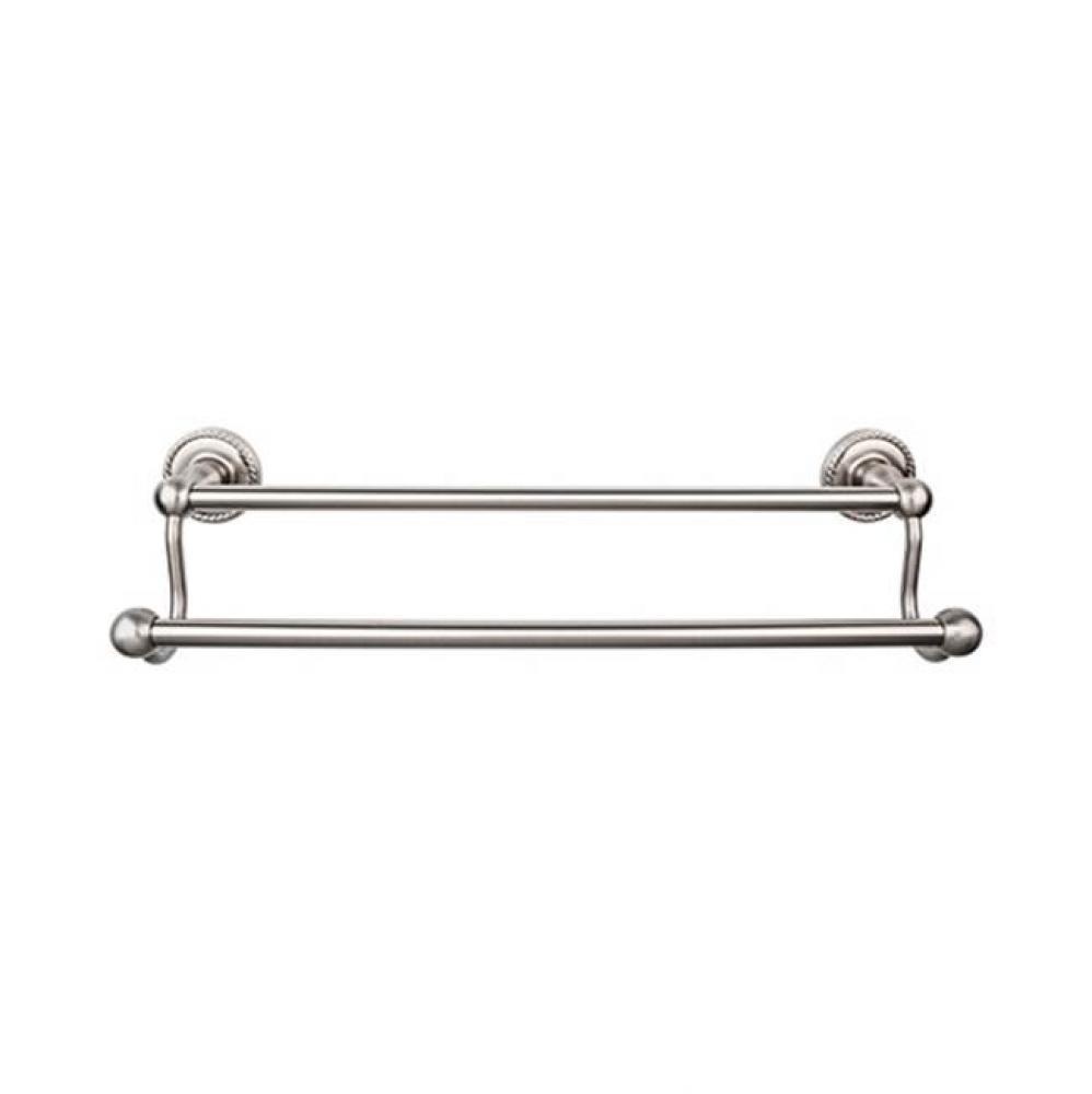 Edwardian Bath Towel Bar 18 In. Double - Rope Backplate Brushed Satin Nickel